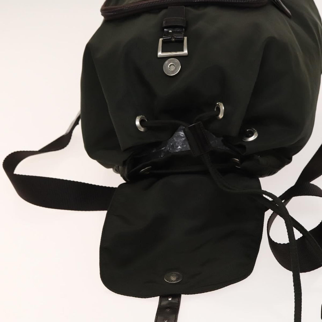 Prada Front Pocket Buckle Backpack Nylon Khaki Nylon Backpack Bag (Pre-Owned)