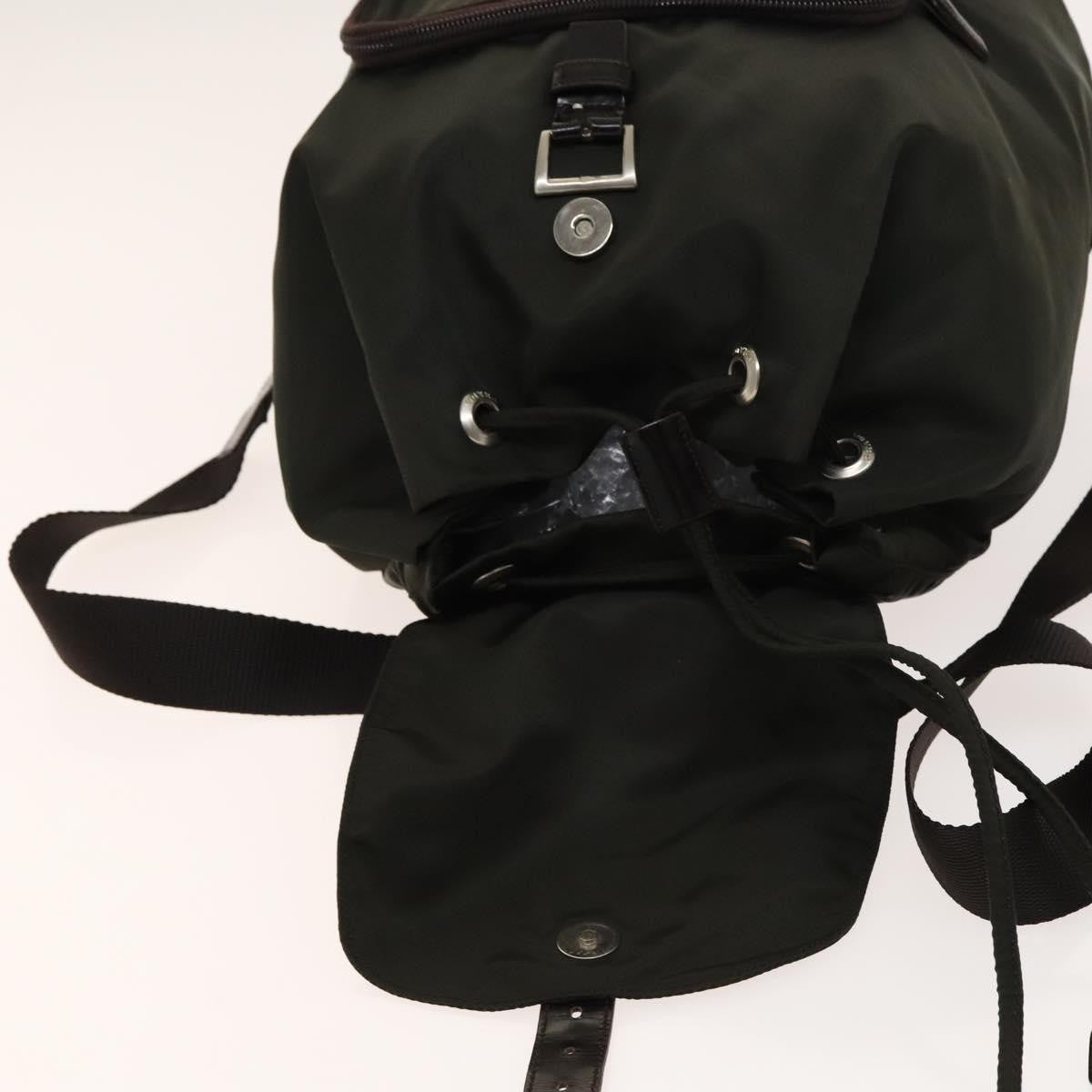 Prada Front Pocket Buckle Backpack Nylon Khaki Nylon Backpack Bag (Pre-Owned)