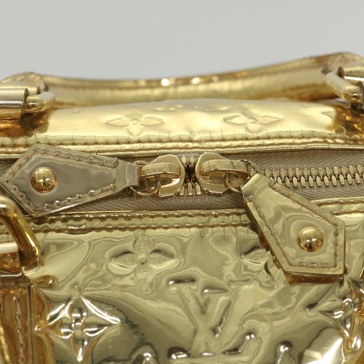 Louis Vuitton Keepall Bag Monogram Miroir Pvc Gold Patent_Leather Travel Bag Bag (Pre-Owned)
