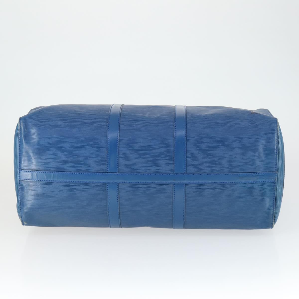 Louis Vuitton Keepall Bag Epi Leather Blue Leather Travel Bag Bag (Pre-Owned)
