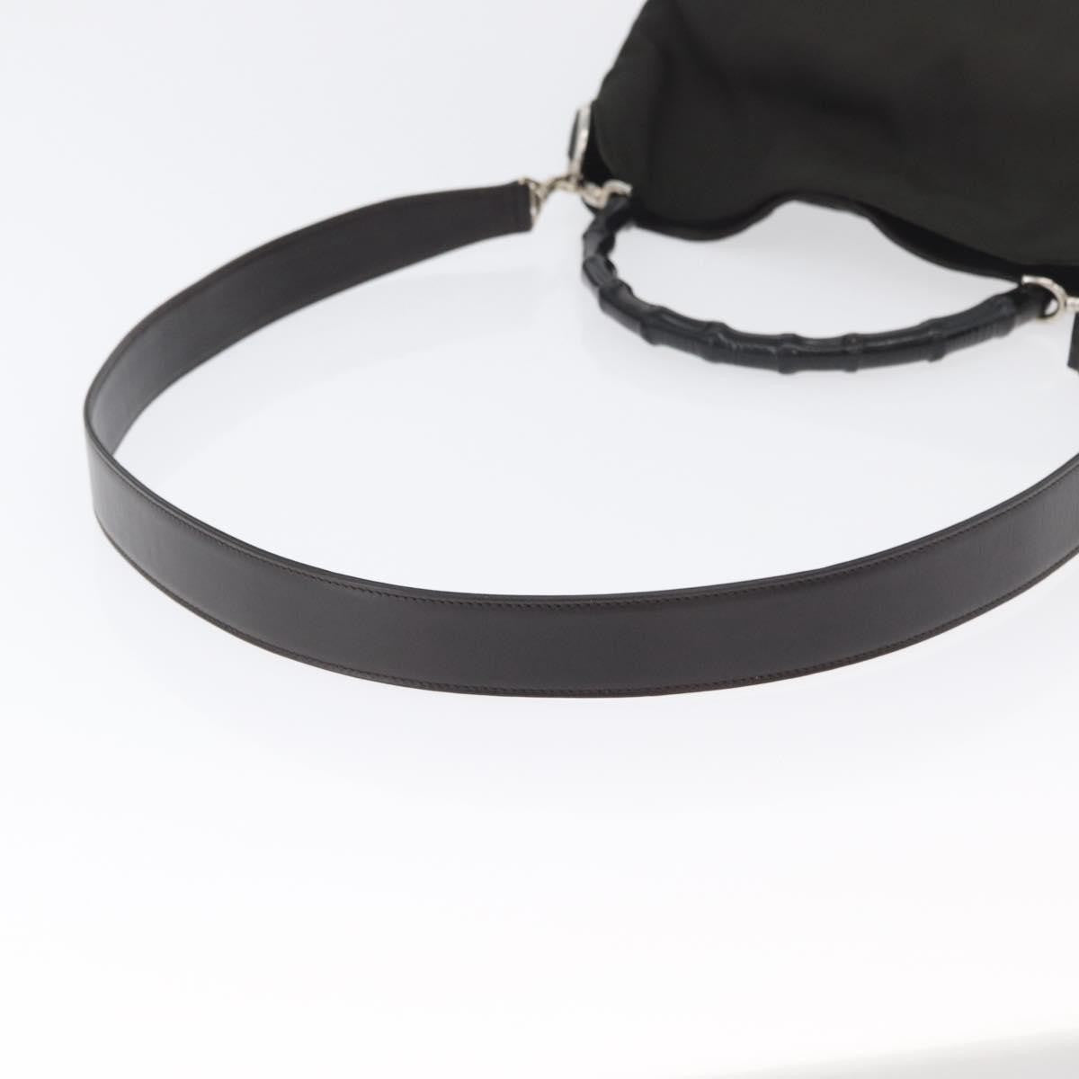 Gucci Vintage Bamboo Handle Bag Nylon Black Nylon Handbag (Pre-Owned)