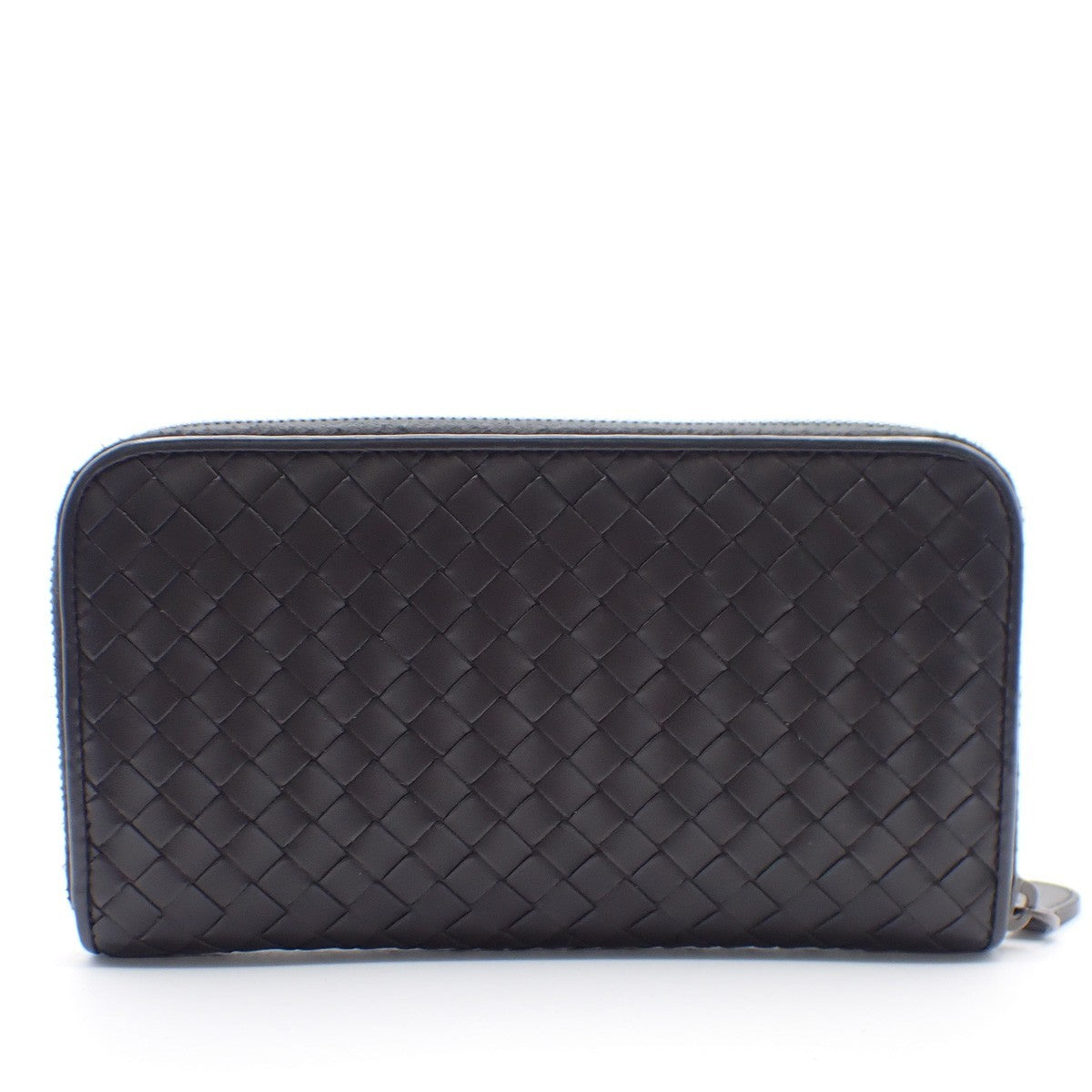 Bottega Veneta Intrecciato Long Zip  Wallet Leather Black Leather Wallets Accessory (Pre-Owned)