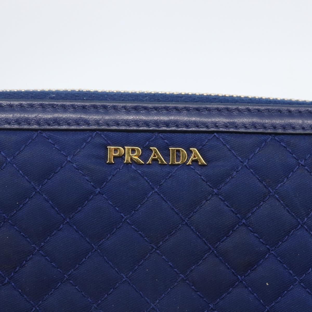Prada Zip Around Organizer Wallet Saffiano Leather With Applique Blue Leather Wallets Accessory (Pre-Owned)