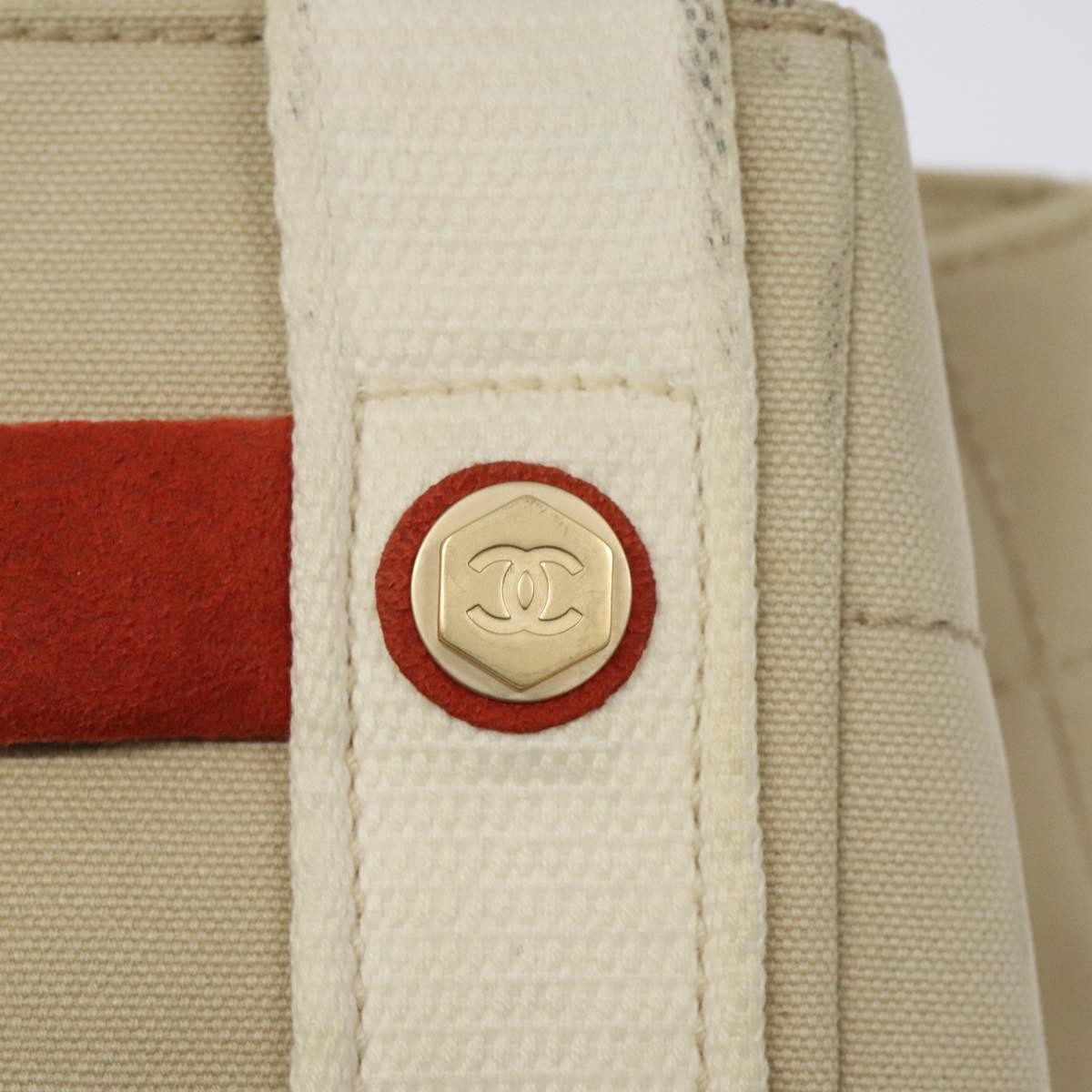 Chanel Chocolate Bar Coco Mark Handbag Canvas Beige Canvas Handbag (Pre-Owned)