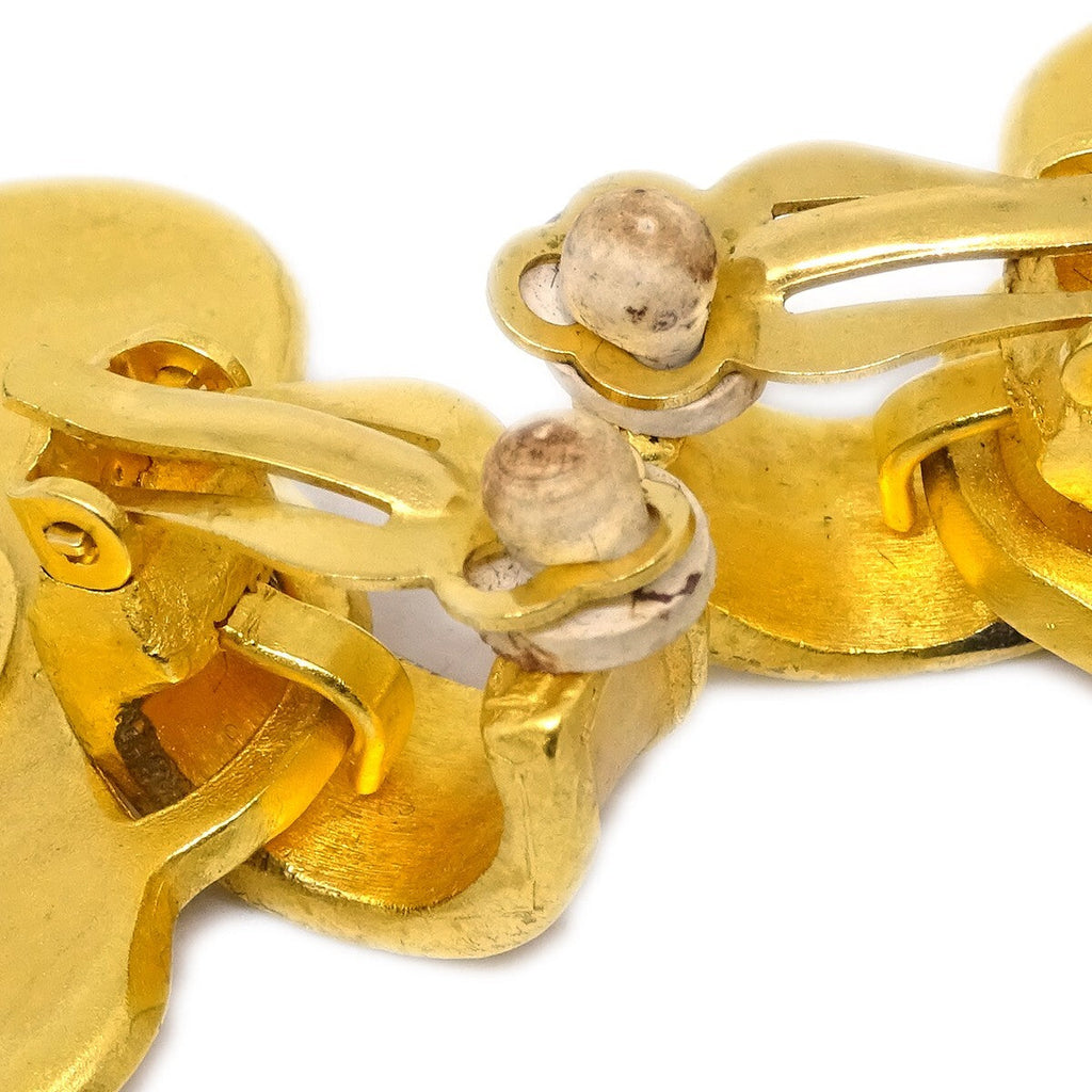 Chanel Vintage Cc Heart Clip-On Earrings Metal Gold Gold_Plated Earrings Jewelry (Pre-Owned)