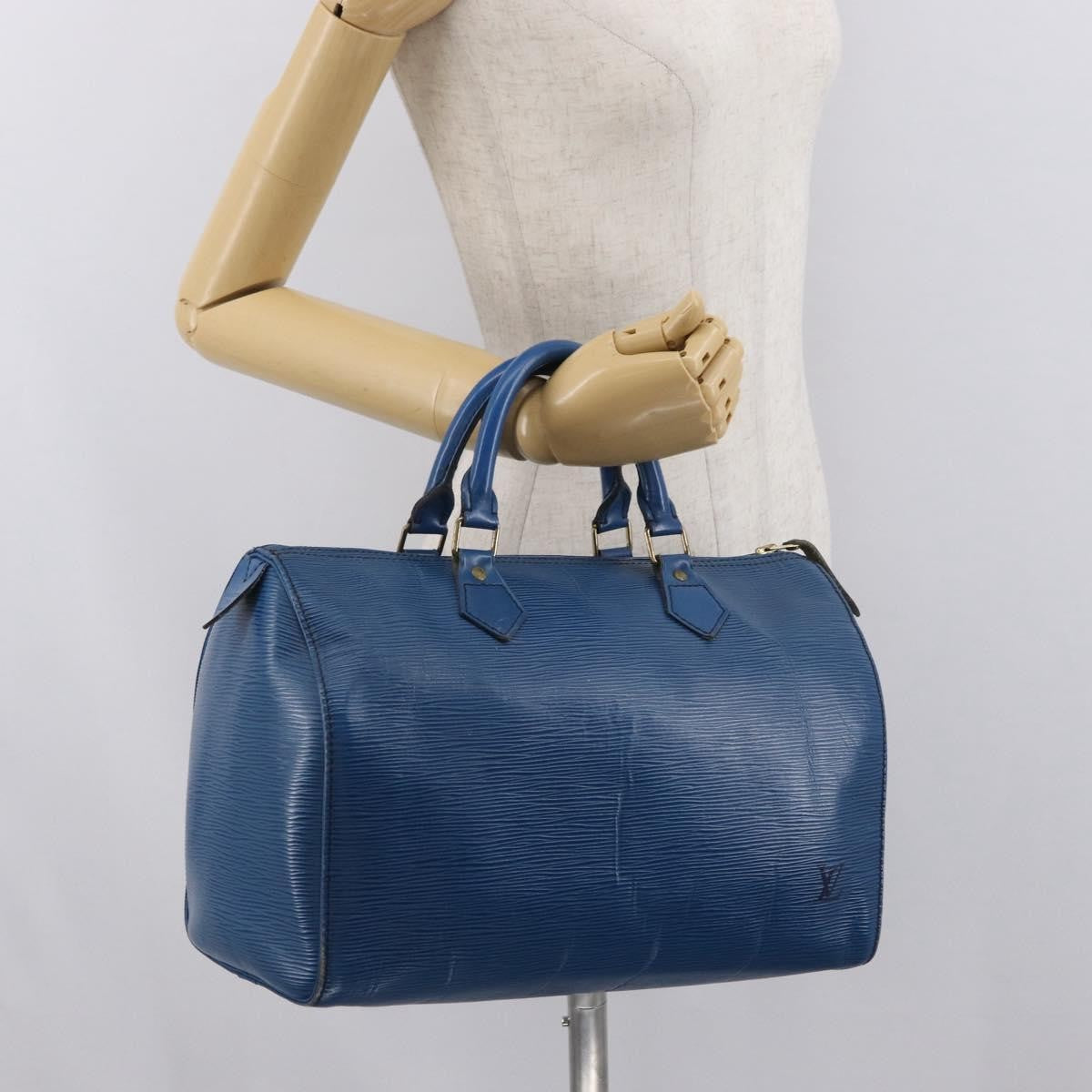 Louis Vuitton Speedy Handbag Epi Leather Blue Leather Handbag (Pre-Owned)