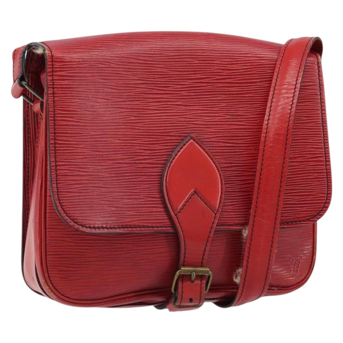 Louis Vuitton Cartouchiere Handbag Epi Leather Red Leather Shoulder Bag Bag (Pre-Owned)