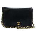 Chanel Wallet On Chain Quilted Patent Black Patent_Leather Shoulder Bag Bag (Pre-Owned)