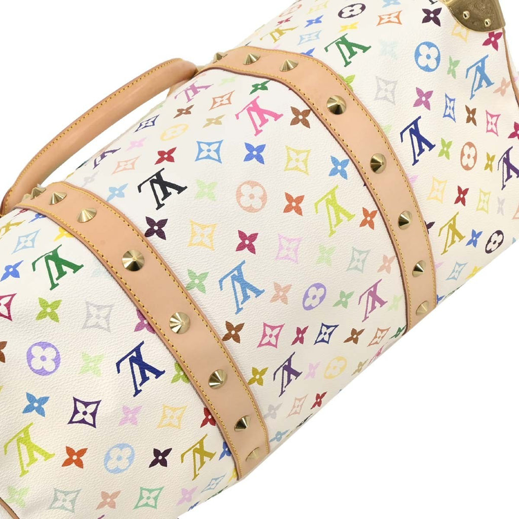 Louis Vuitton Keepall Bag Monogram Multicolor White Canvas Travel Bag Bag (Pre-Owned)