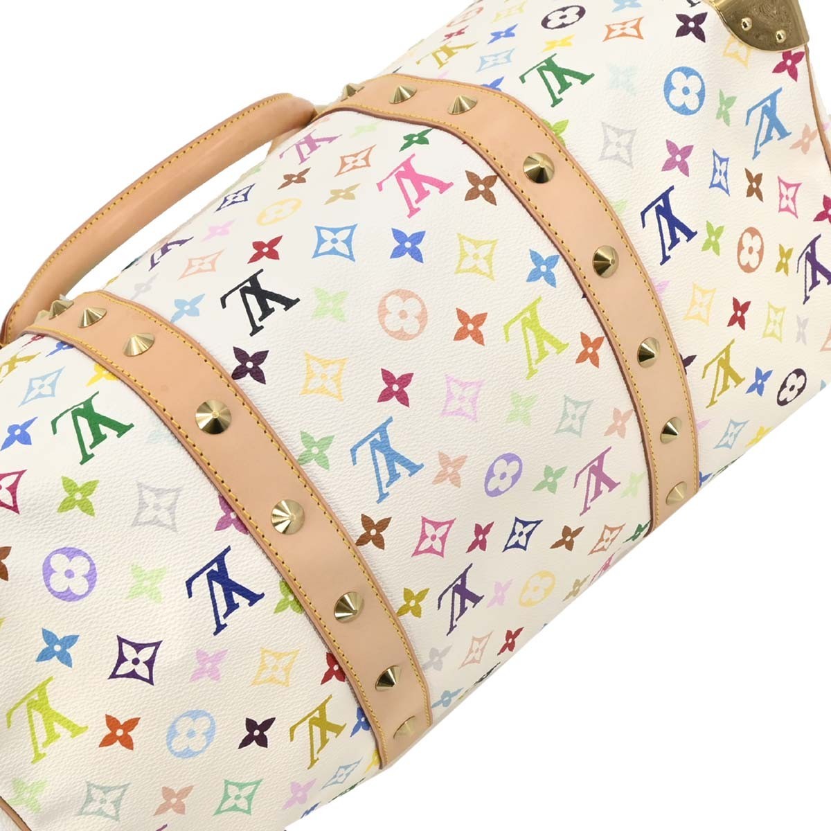 Louis Vuitton Keepall Bag Monogram Multicolor White Canvas Travel Bag Bag (Pre-Owned)