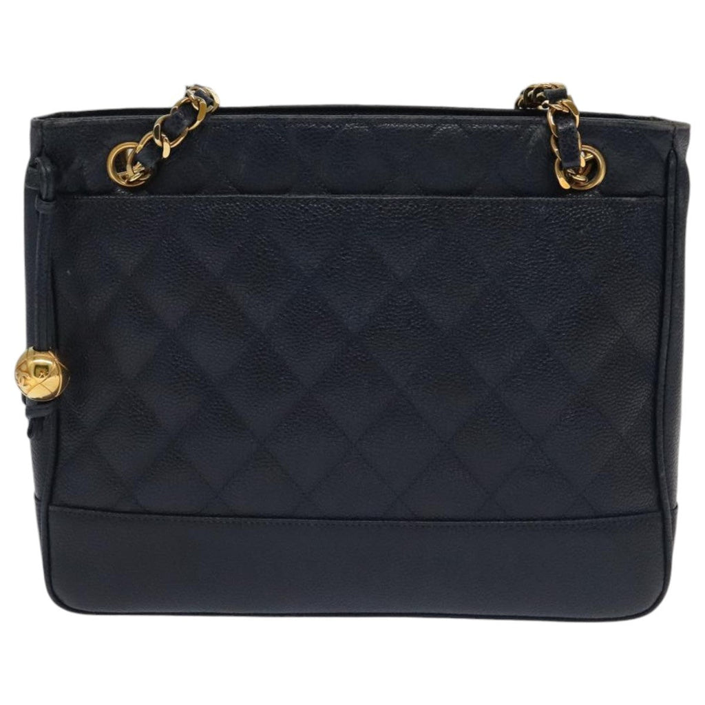 Chanel Vintage Shoulder Bag Leather Navy Leather Shoulder Bag Bag (Pre-Owned)