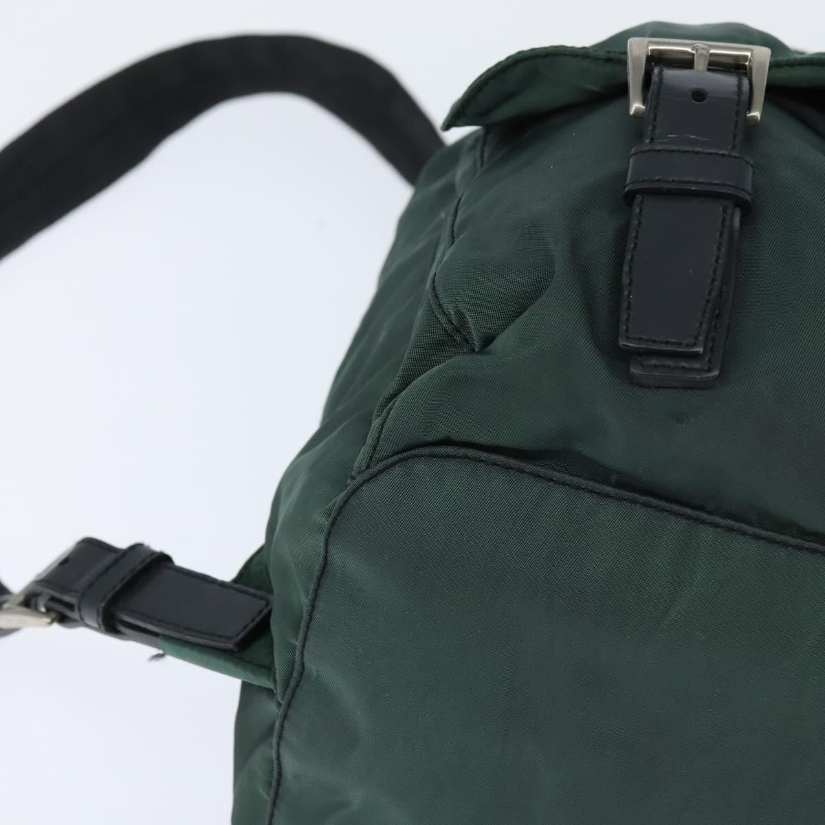 Prada Vela Double Front Pocket Backpack Tessuto With Saffiano Leather Khaki Nylon Backpack Bag (Pre-Owned)