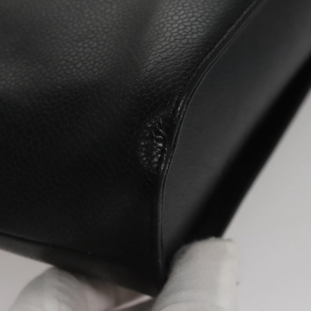 Chanel Vintage Tote Leather Black Leather Tote Bag Bag (Pre-Owned)