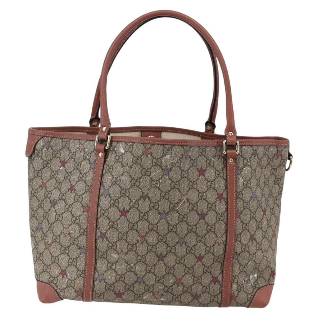 Gucci Joy Plus Tote Gg Coated Canvas With Leather Beige Canvas Tote Bag Bag (Pre-Owned)