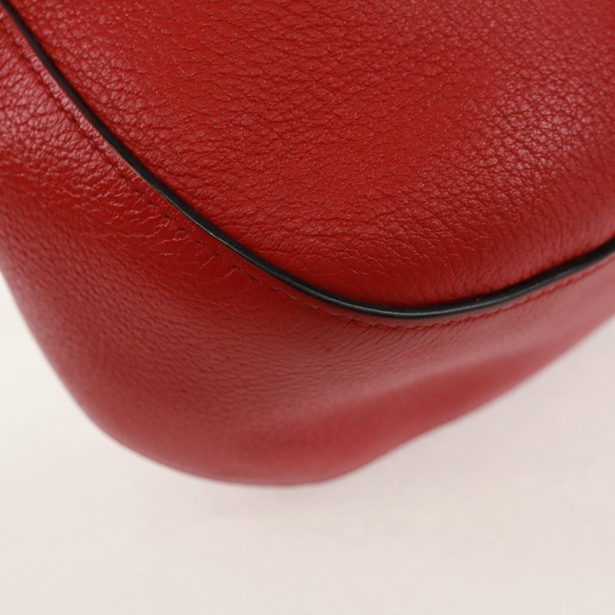 Prada Striped Strap Zip Hobo Vitello Daino Red Leather Shoulder Bag Bag (Pre-Owned)