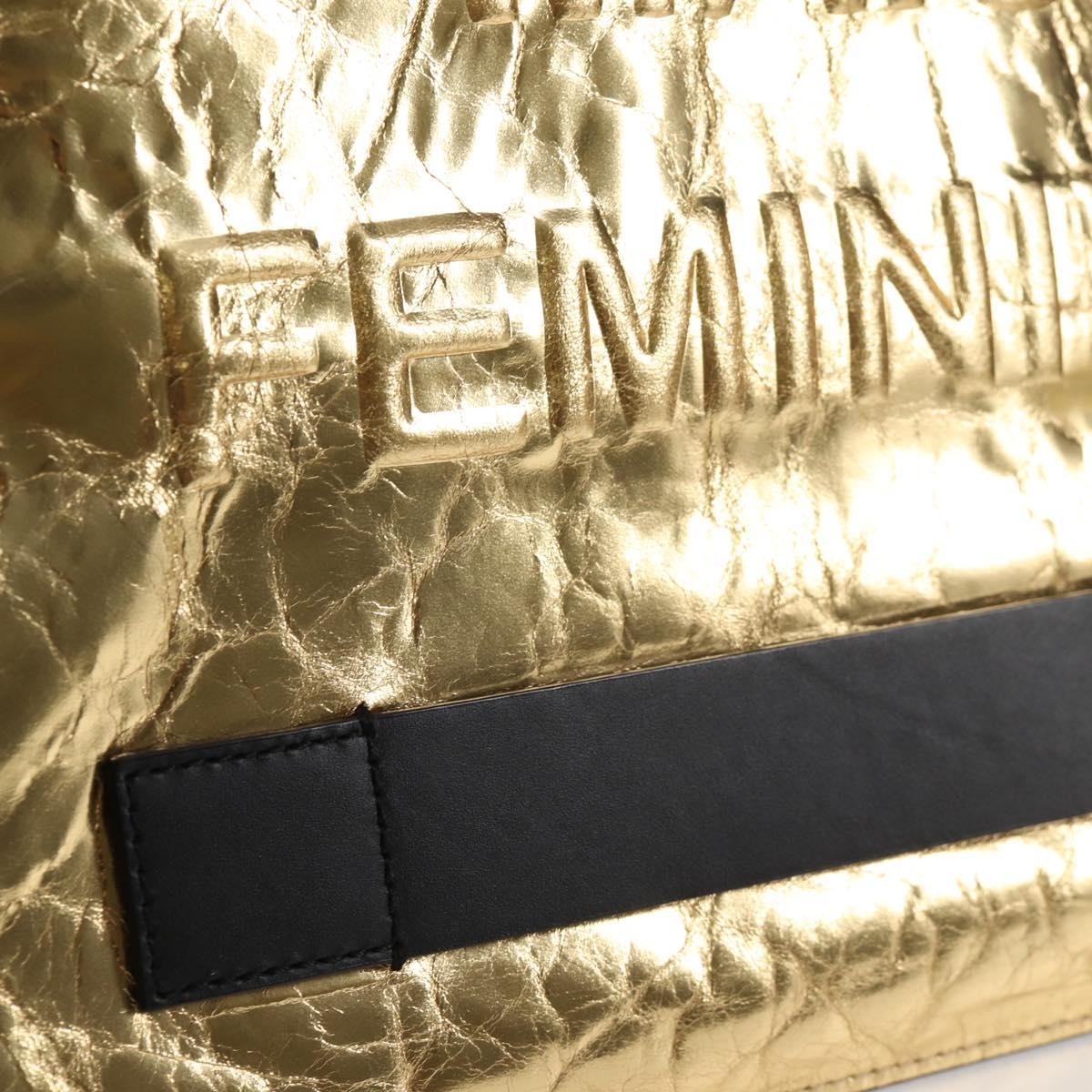 Chanel Feminine Pouch Crinkled Leather Gold Leather Clutche & Pouche Bag (Pre-Owned)