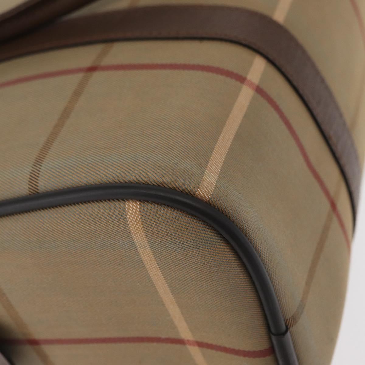 Burberry Nova Check Boston Bag Canvas Beige Canvas Handbag (Pre-Owned)