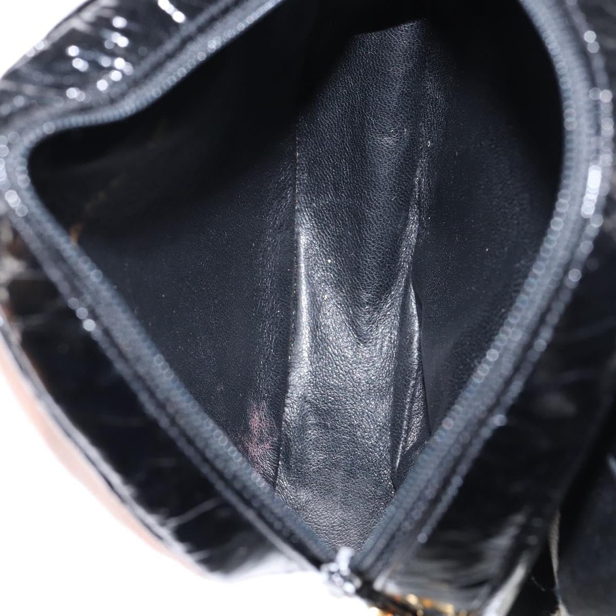 Chanel Vintage Camellia Round Evening Bag Lambskin And Satin Black Patent_Leather Clutche & Pouche Bag (Pre-Owned)