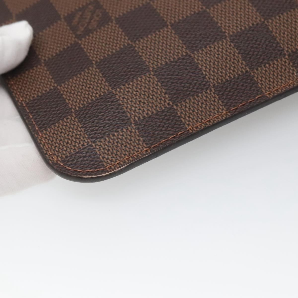 Louis Vuitton Neverfull Pochette Damier Brown Canvas Bag (Pre-Owned)