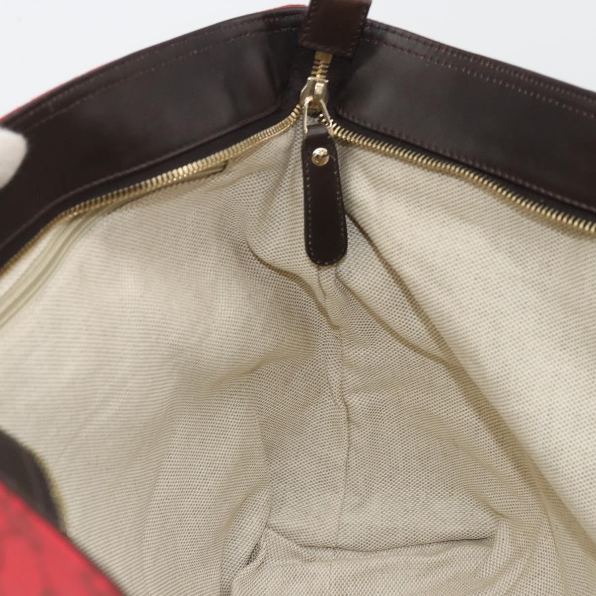 Gucci Original Zip Tote Gg Canvas With Leather Red Canvas Tote Bag Bag (Pre-Owned)