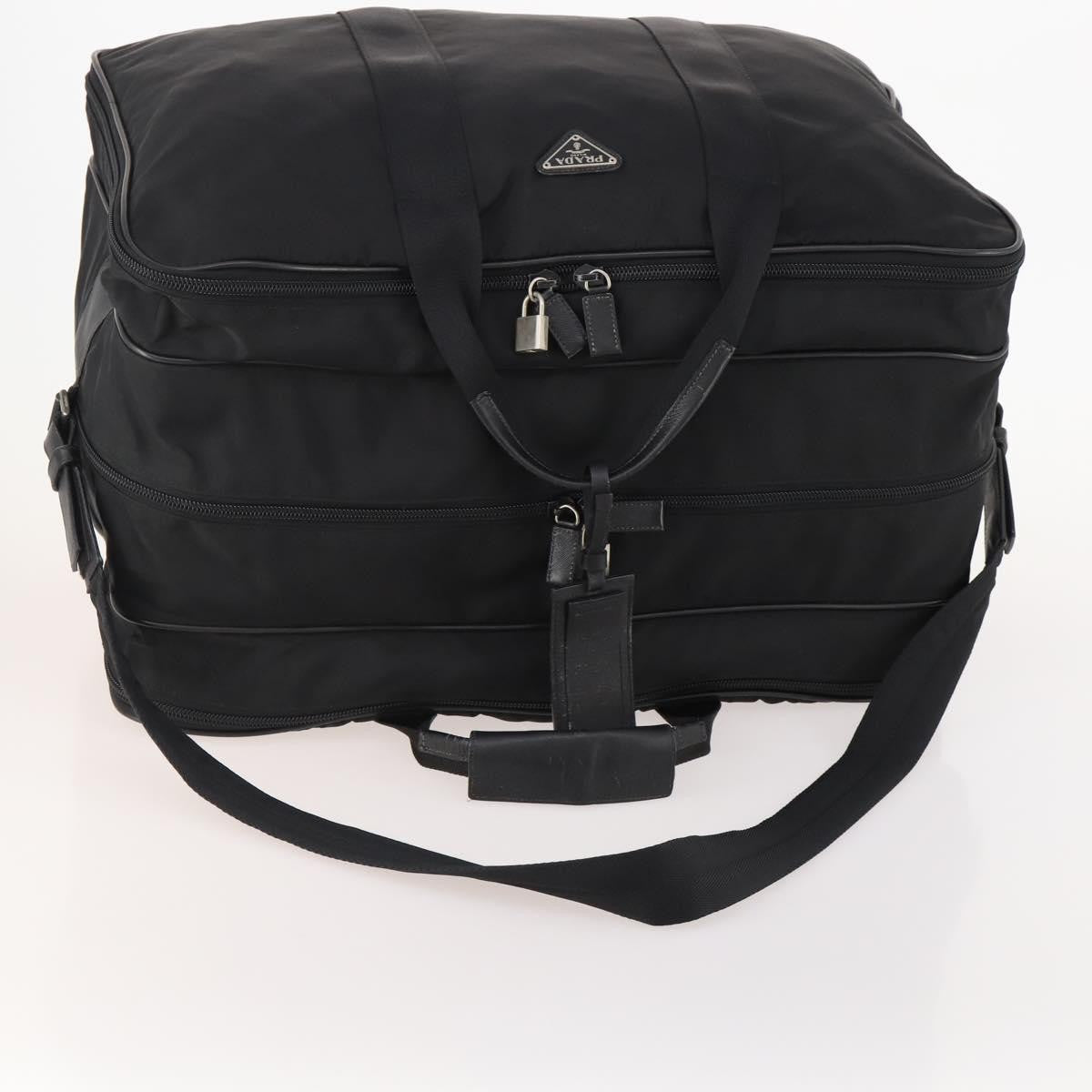 Prada Vintage Boston Bag Nylon Black Nylon Travel Bag Bag (Pre-Owned)