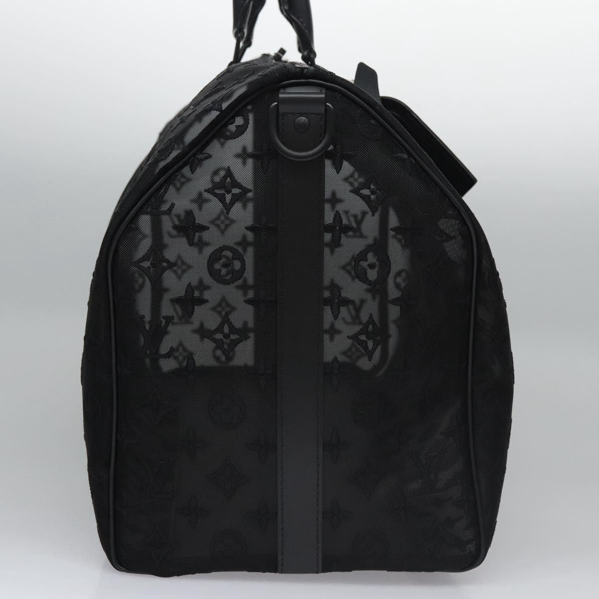 Louis Vuitton Keepall Bandouliere Bag Monogram See Through Mesh Black Nylon Travel Bag Bag (Pre-Owned)