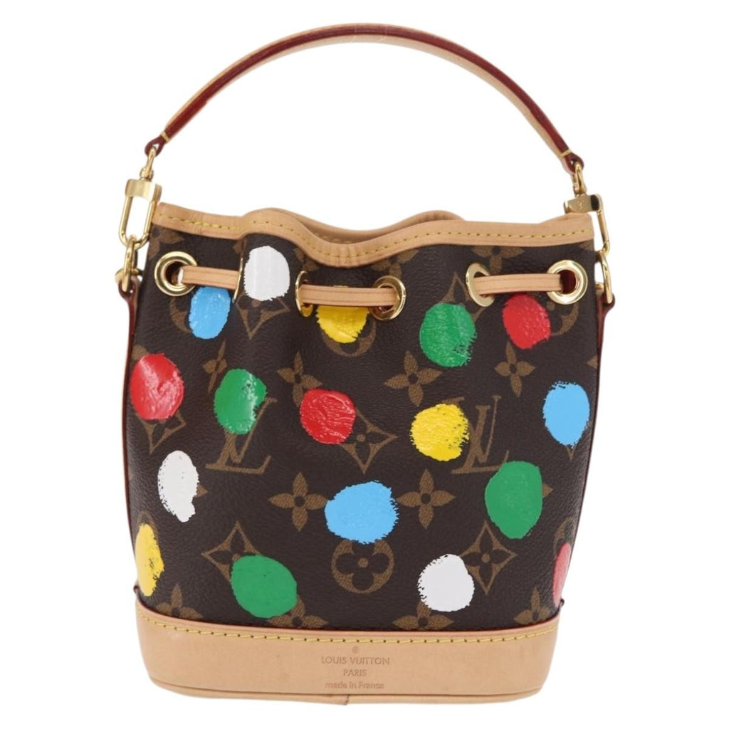 Louis Vuitton Noe Handbag Yayoi Kusama Painted Dots Monogram Canvas Brown Canvas Handbag (Pre-Owned)