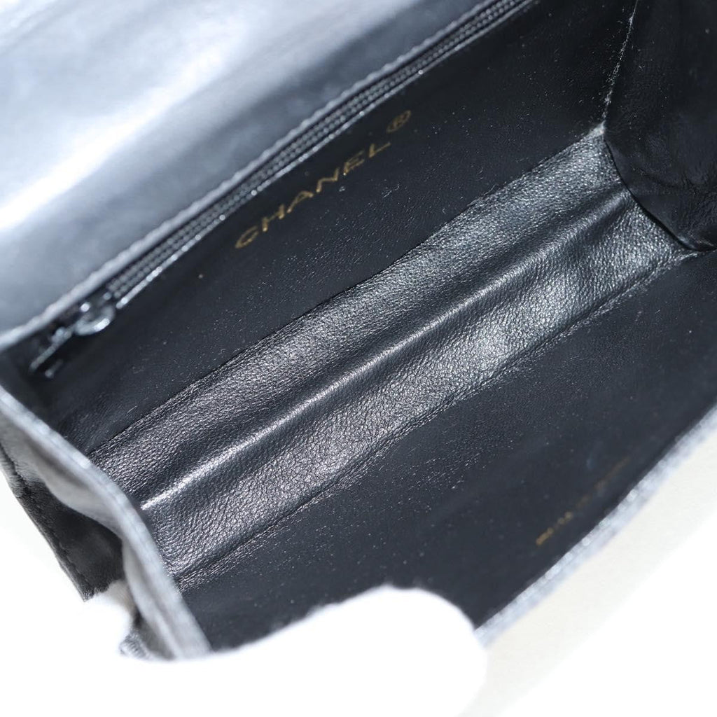 Chanel Vintage Camellia Flap Bag Satin Gray Satin Clutche & Pouche Bag (Pre-Owned)