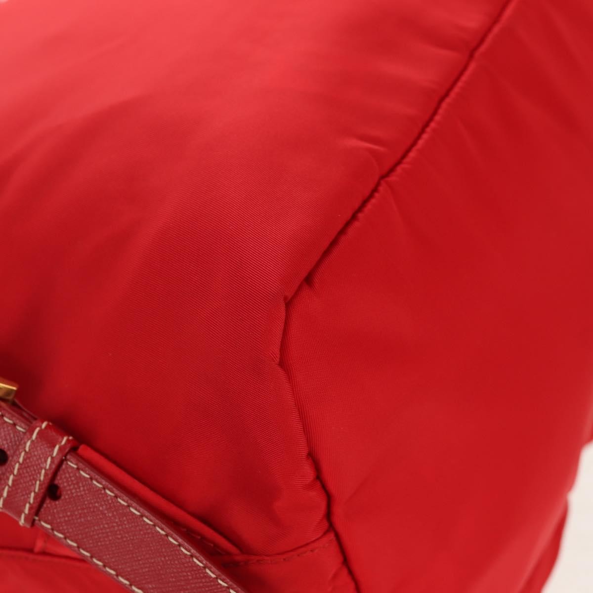Prada Vela Double Front Pocket Backpack Tessuto With Saffiano Leather Red Nylon Backpack Bag (Pre-Owned)