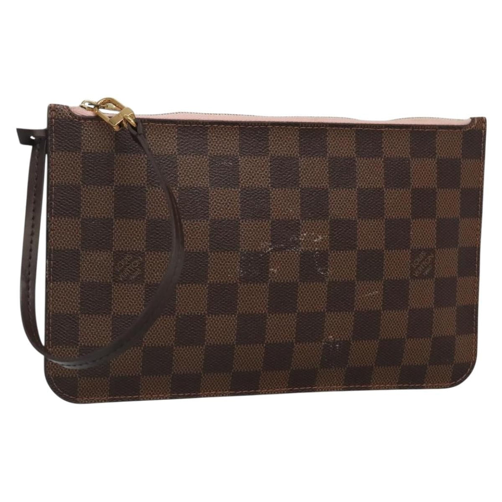 Louis Vuitton Neverfull Pochette Damier Brown Canvas Bag (Pre-Owned)