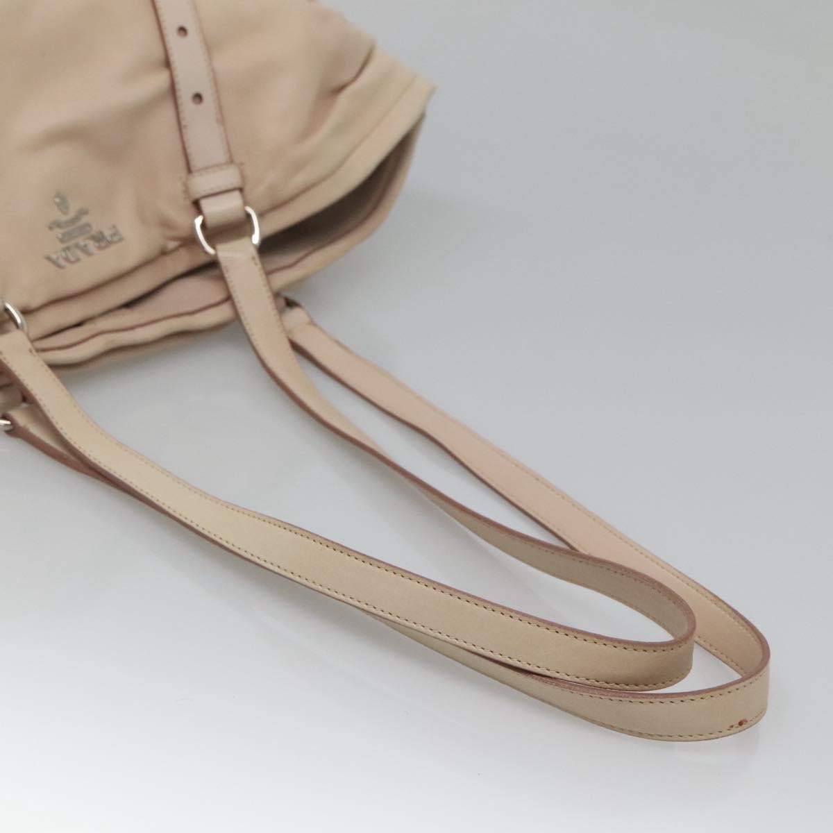 Prada Buckle Strap Shoulder Bag Leather Beige Leather Shoulder Bag Bag (Pre-Owned)