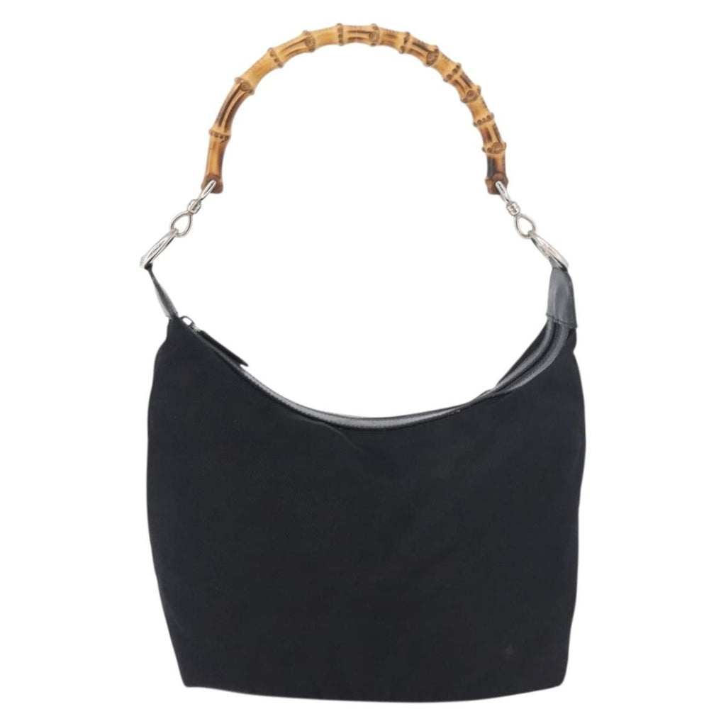 Gucci Vintage Bamboo Hobo Nylon Navy Nylon Shoulder Bag Bag (Pre-Owned)