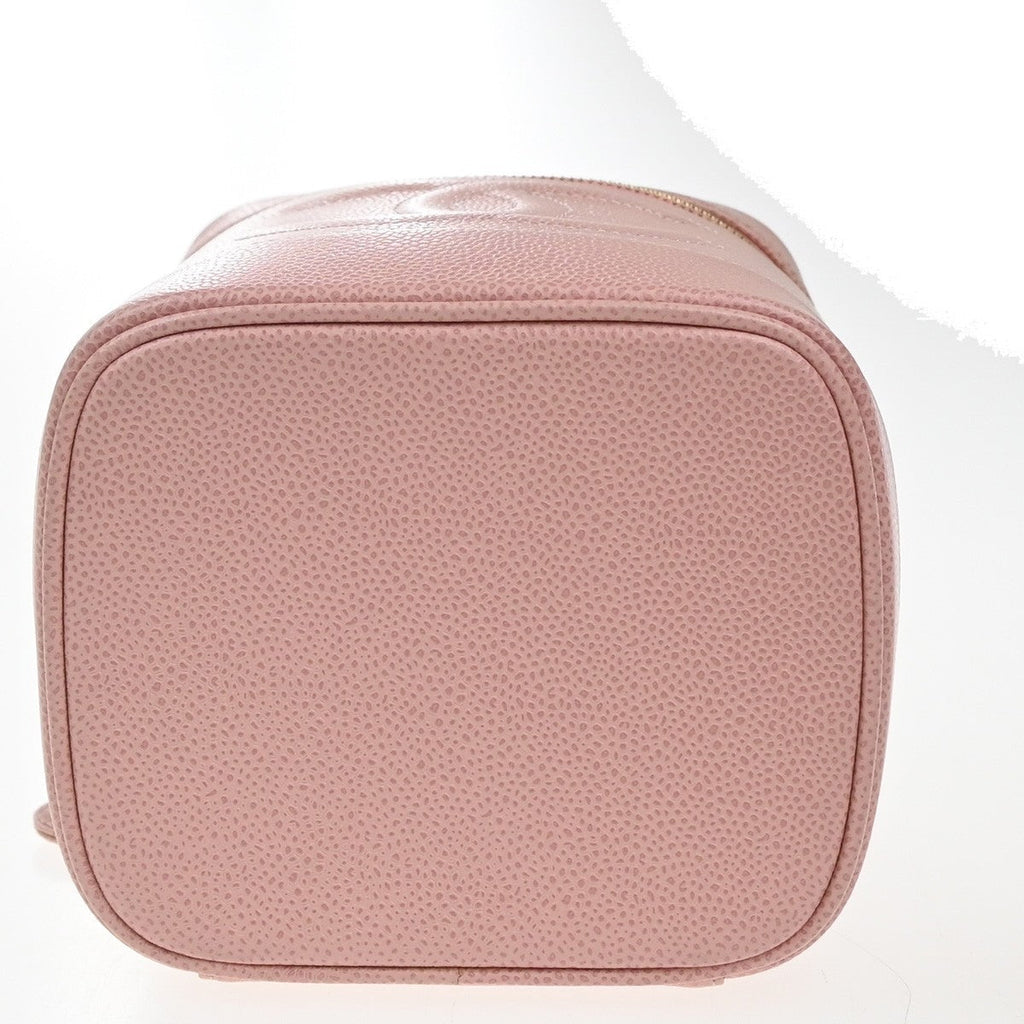 Chanel Vintage Timeless Cosmetic Case Caviar Pink Leather Handbag (Pre-Owned)
