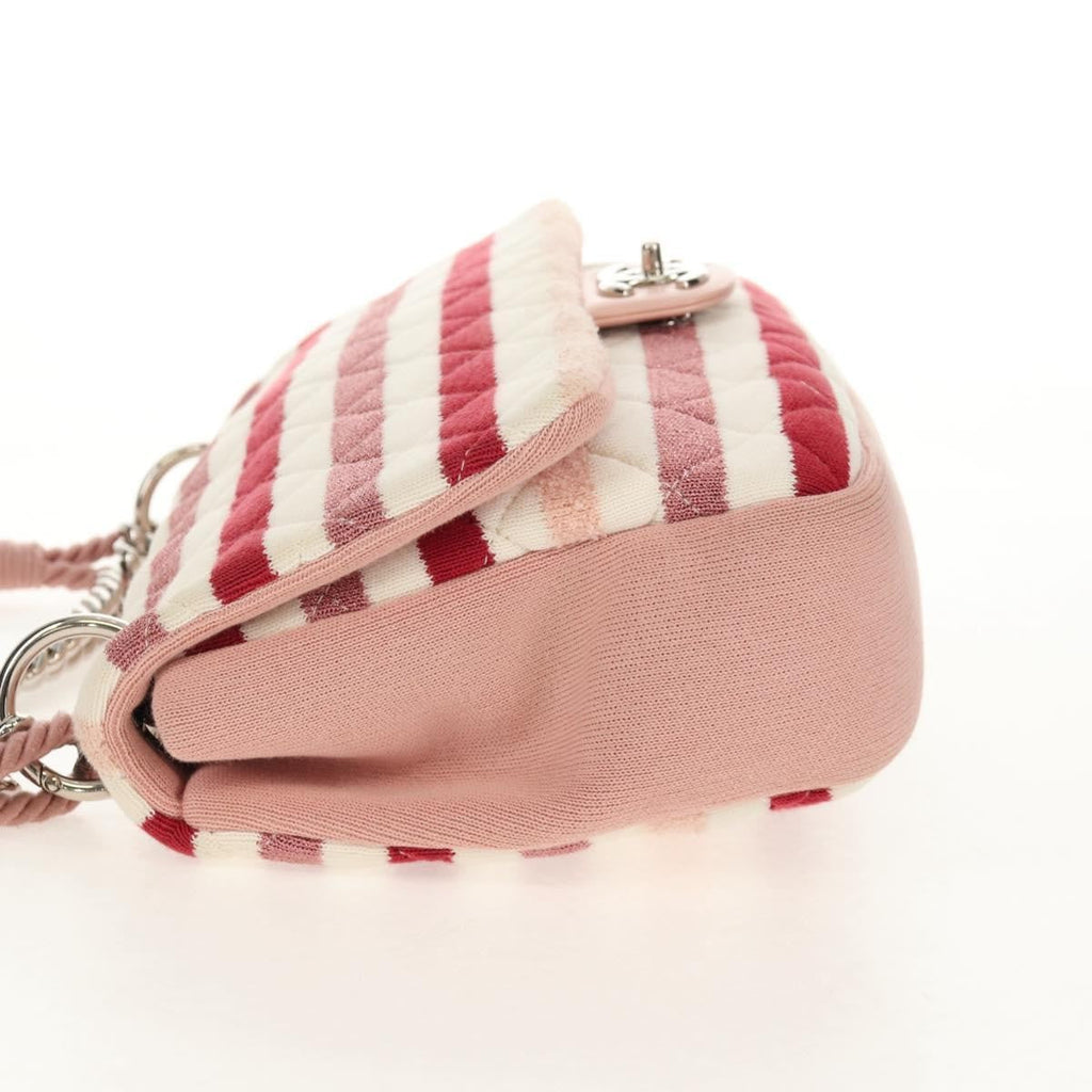 Chanel Vintage Flap Shoulder Bag Canvas Pink Leather Handbag (Pre-Owned)