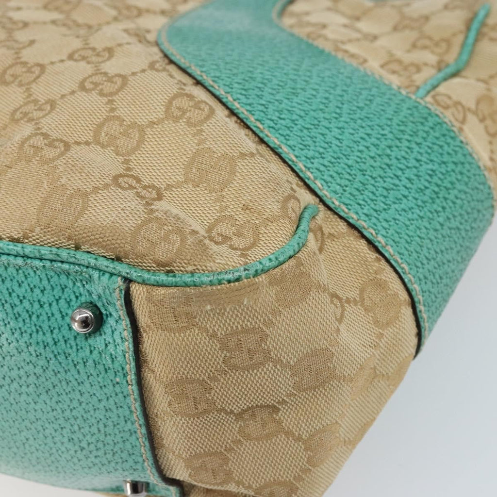 Gucci Vintage Ring Tote Gg Canvas With Leather Beige Canvas Tote Bag Bag (Pre-Owned)