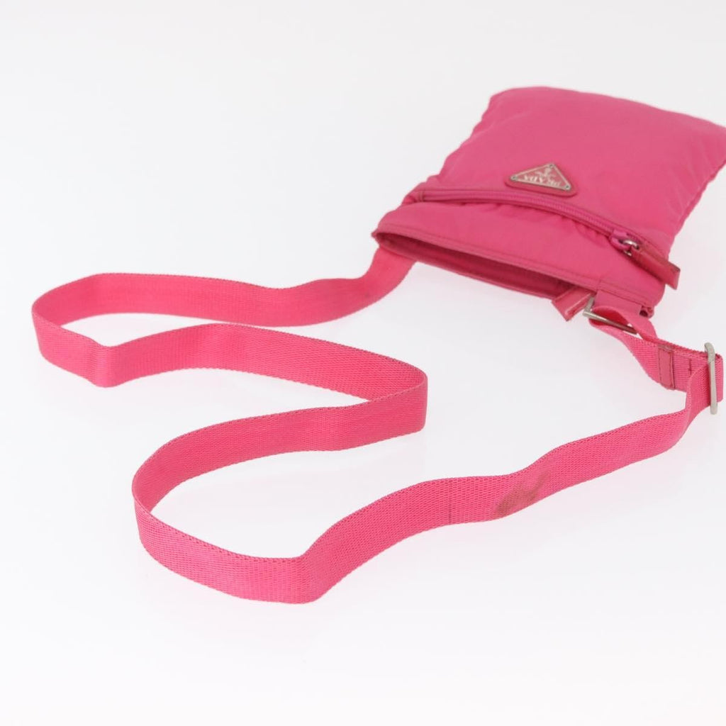 Prada Front Pocket Messenger Bag Re-Nylon With Saffiano Leather Pink Nylon Shoulder Bag Bag (Pre-Owned)