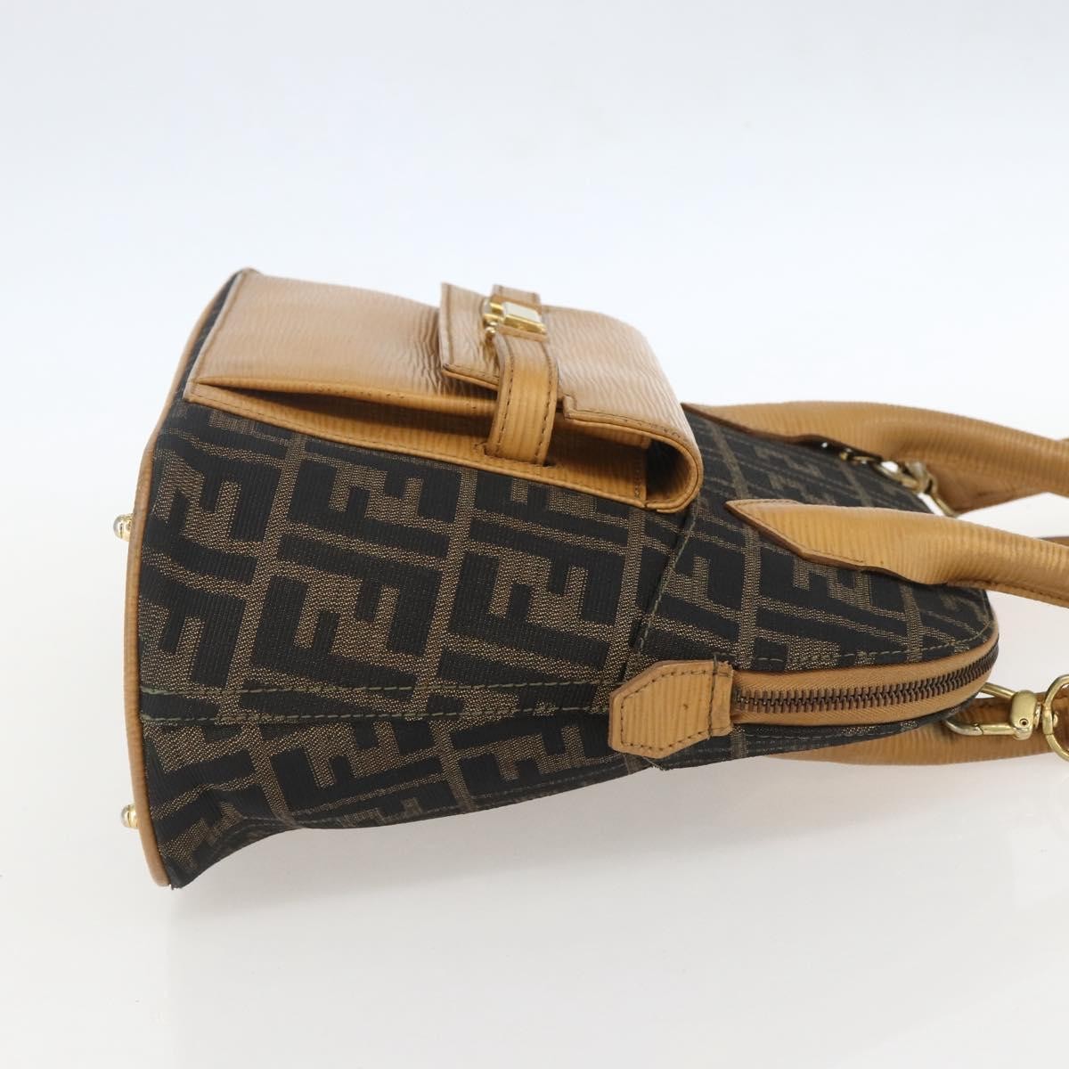 Fendi Vintage Zucca Handbag Zucca Brown Canvas Handbag (Pre-Owned)