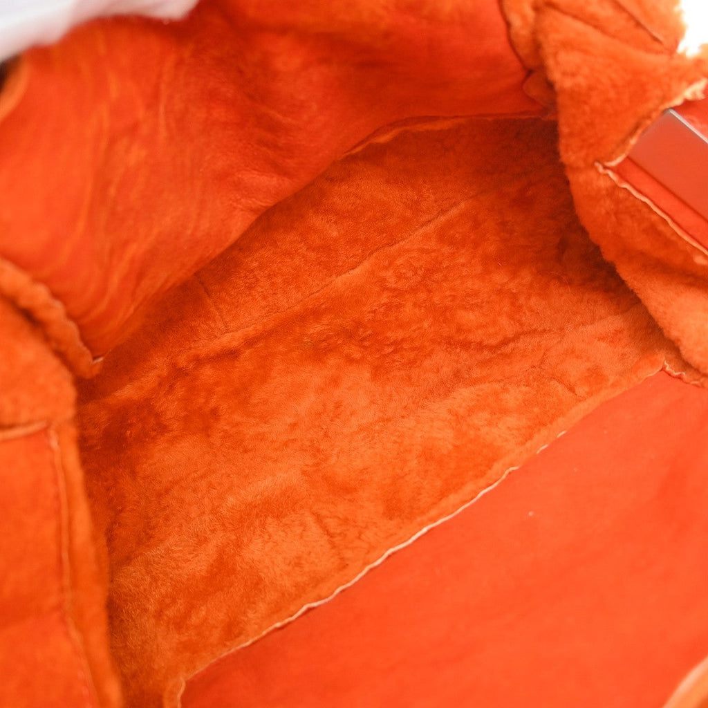 Chanel Flap Shoulder Bag Shearling And Suede Orange Fur Shoulder Bag Bag (Pre-Owned)