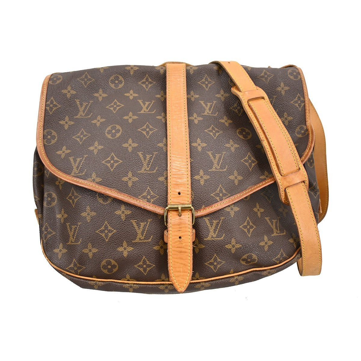 Louis Vuitton Saumur Handbag Monogram Canvas Brown Canvas Shoulder Bag Bag (Pre-Owned)