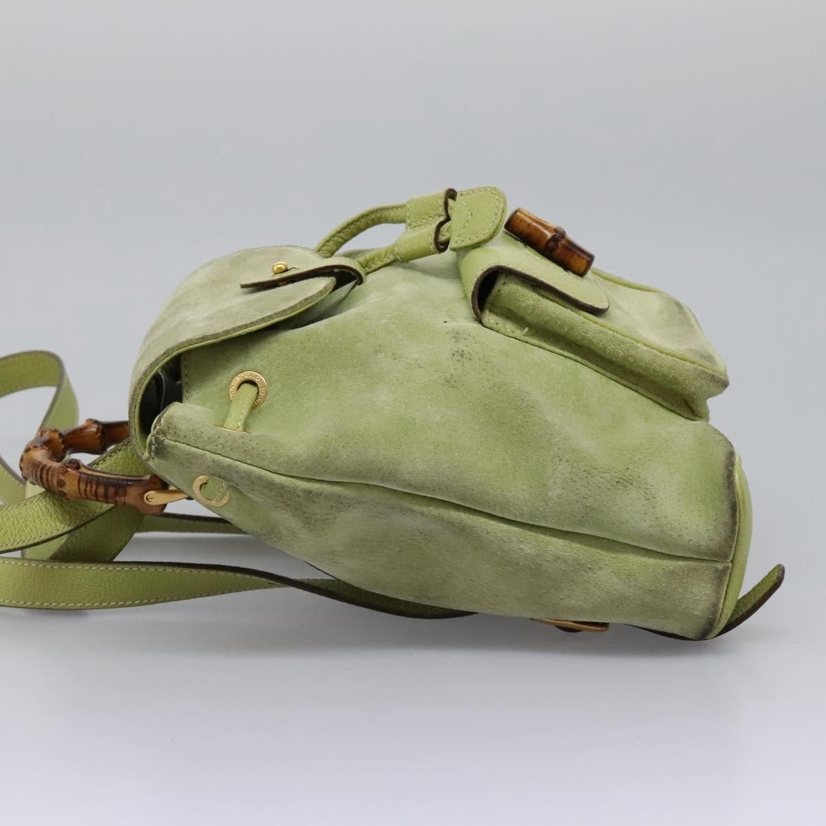 Gucci Gucci Bamboo Backpack Daim Green Suede Backpack Bag (Pre-Owned)