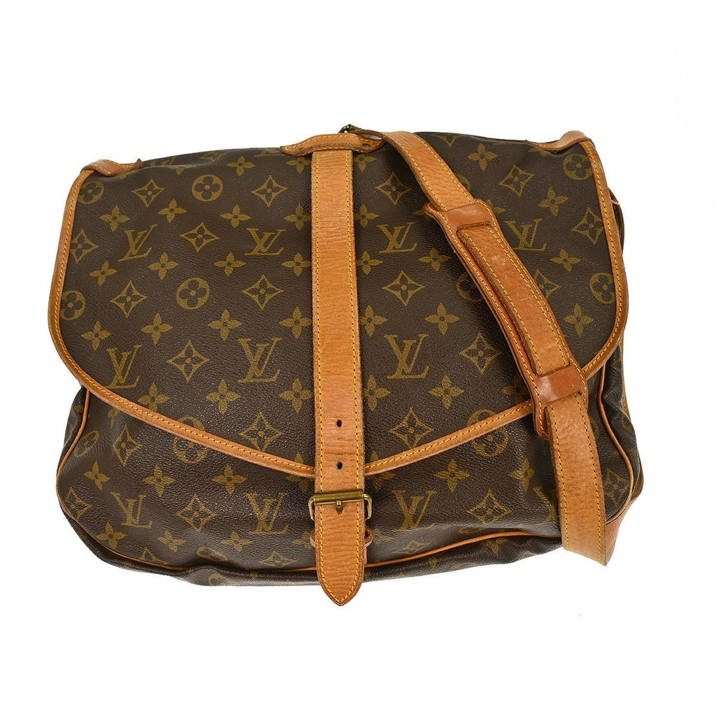Louis Vuitton Saumur Handbag Monogram Canvas Brown Canvas Shoulder Bag Bag (Pre-Owned)
