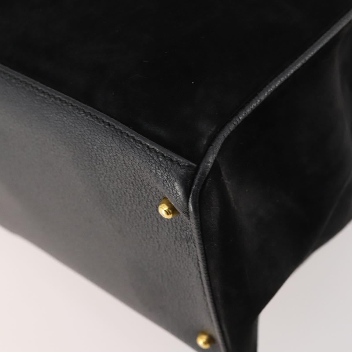 Gucci Bamboo Tote Bag Suede Black Suede Tote Bag Bag (Pre-Owned)