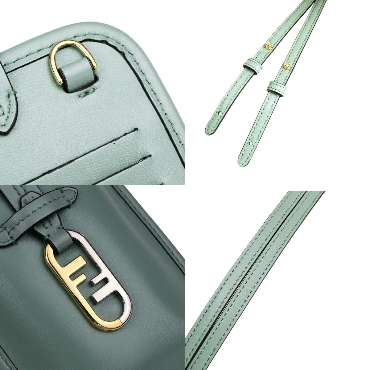 Fendi Smartphone Case Leather Green Leather Bag (Pre-Owned)