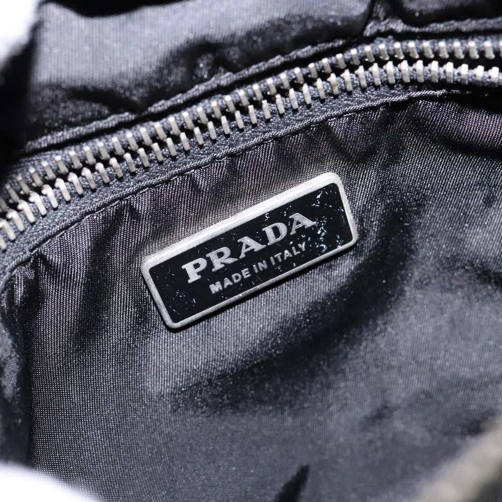 Prada Vintage Zip Handbag Tessuto Black Nylon Handbag (Pre-Owned)
