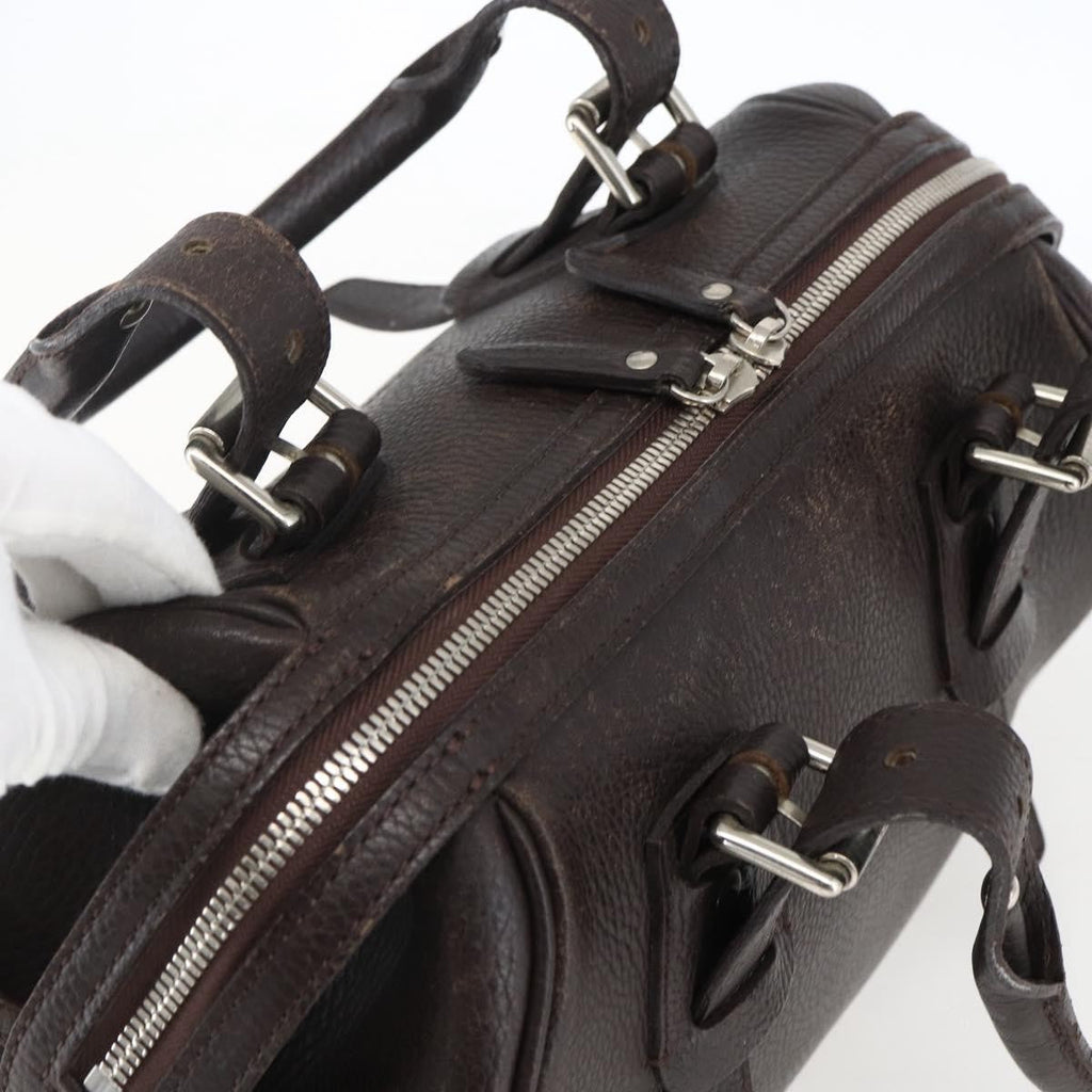 Burberry Vintage Handbag Leather Brown Leather Handbag (Pre-Owned)
