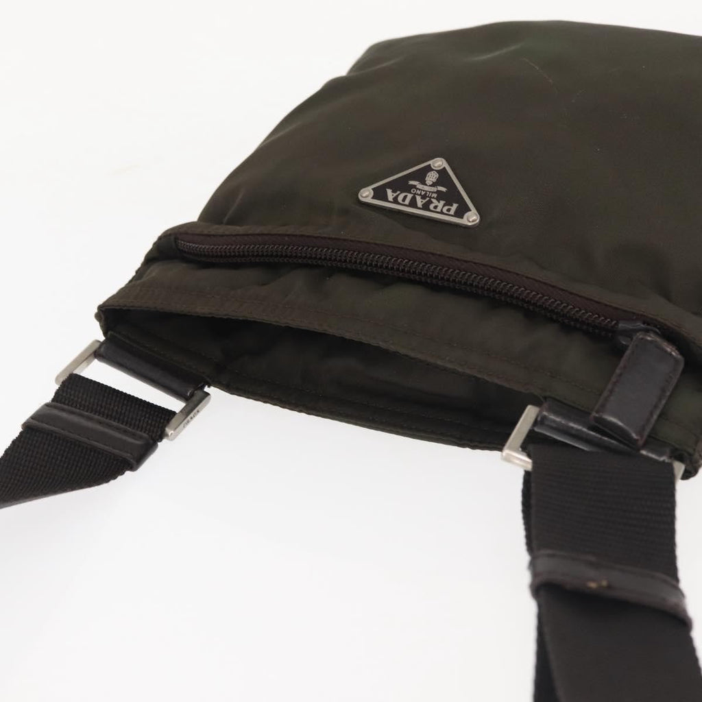 Prada Front Pocket Messenger Bag Tessuto Khaki Nylon Shoulder Bag Bag (Pre-Owned)