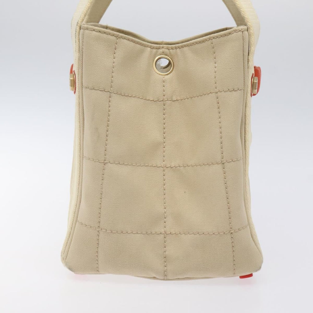 Chanel Chocolate Bar Coco Mark Handbag Canvas Beige Canvas Handbag (Pre-Owned)
