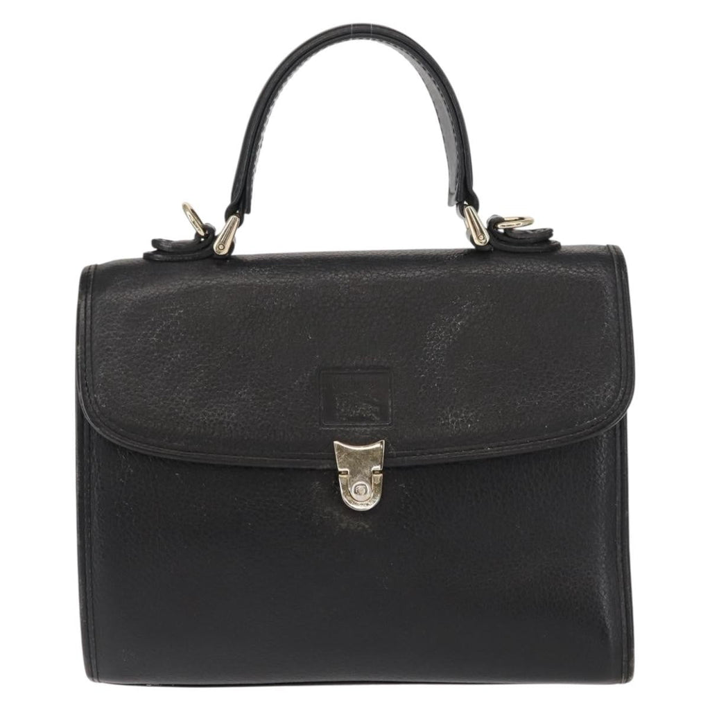 Burberry Vintage Handbag Leather Black Leather Handbag (Pre-Owned)