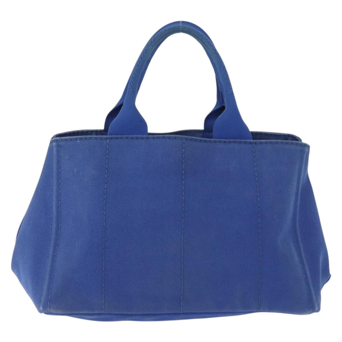 Prada Canapa Open Tote Canvas Blue Canvas Tote Bag Bag (Pre-Owned)