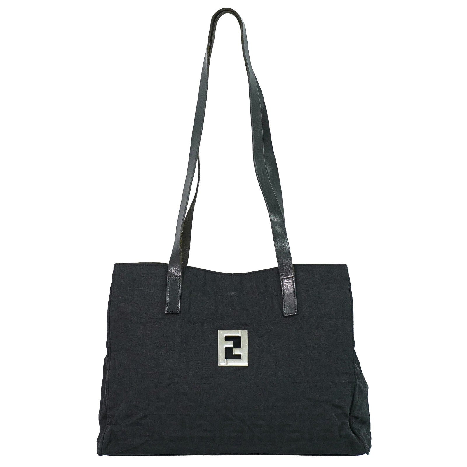 Fendi Zucca Tote Bag Canvas Black Canvas Tote Bag Bag (Pre-Owned)